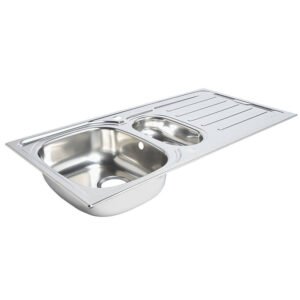 1.5 Bowl Stainless Steel Kitchen Sink & Drainer 1000mm x 500mm
