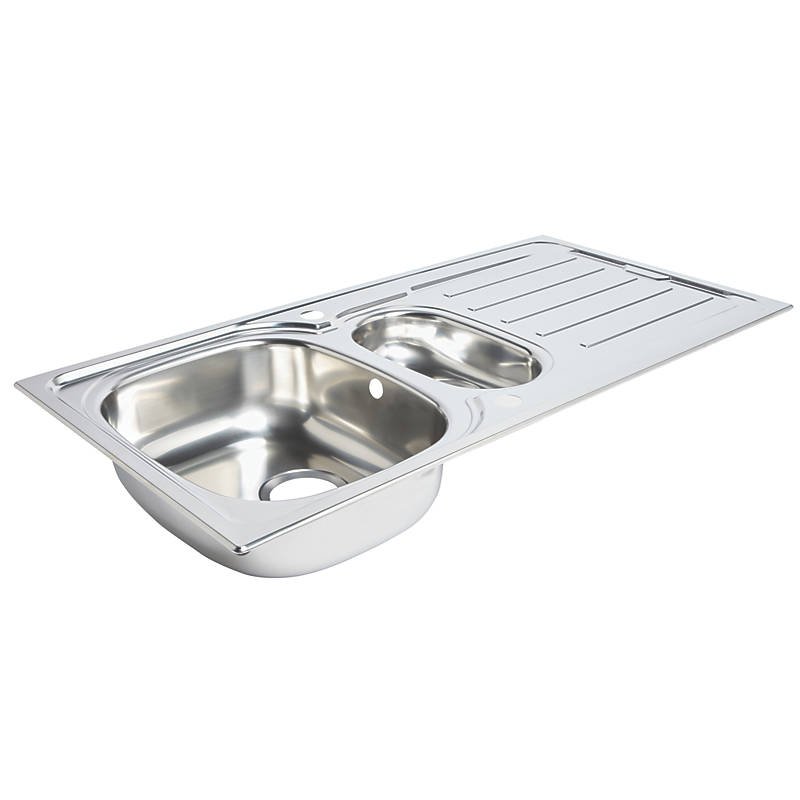 1.5 Bowl Stainless Steel Kitchen Sink & Drainer 1000mm x 500mm