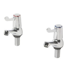 Commercial Chrome 89.5mm Lever 2 Tap Holes Basin Pillar Tap