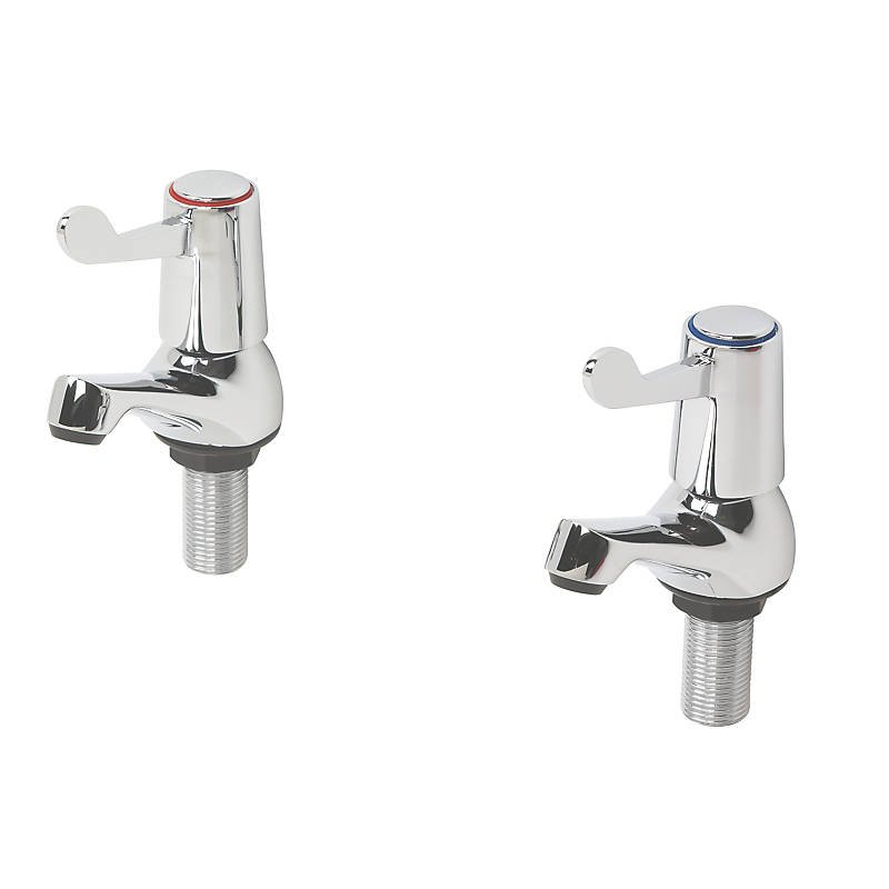 Commercial Chrome 89.5mm Lever 2 Tap Holes Basin Pillar Tap