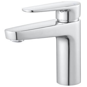 Swirl Caldew Silver 151mm Standard Round Head Mono Basin Mixer Tap With Clicker Waste